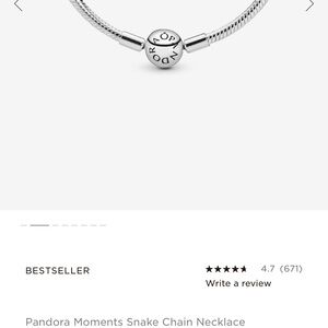 Pandora Silver Charm Snake Chain Necklace